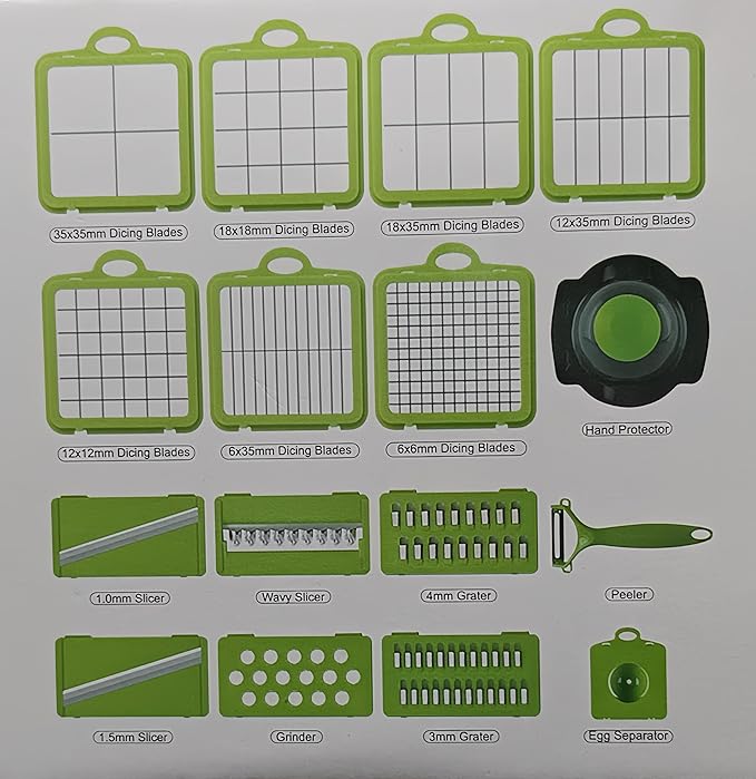 DOSMAMZ 22PCS Multi-function Vegetable & Fruit Chopper, Mandolin Food Slicer, Veggie Shredder with Container, Essential Kitchen Gadgets (22 in 1, Gray)