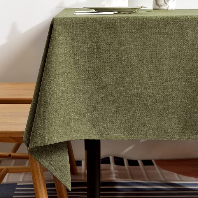 BALCONY & FALCON Table Cloth for 6 Foot Rectangle Tables ??Waterproof, Wrinkle-Free Farmhouse Tablecloth for Dining, Kitchen, Wedding, Baby Shower & Christmas Holiday Gatherings (Olive, 57" x 118")