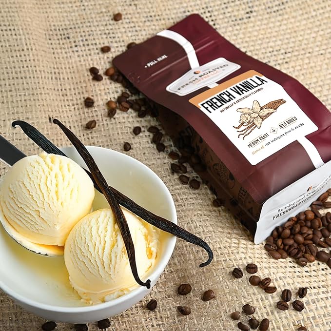 Fresh Roasted Coffee, French Vanilla Flavored Coffee, 12 oz, Medium Roast, Kosher, Ground