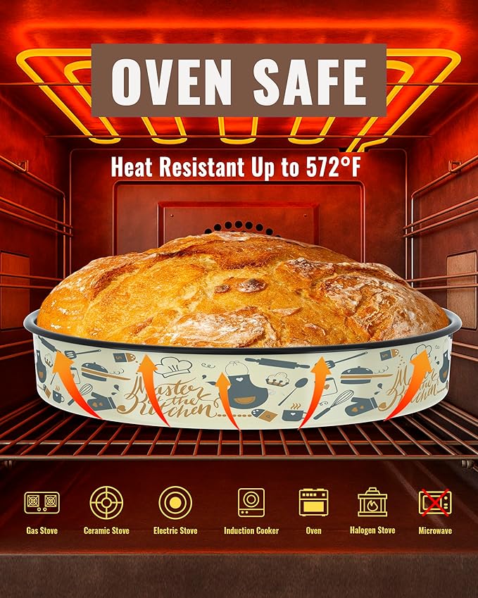 Round Baking Pan Set Roasting Dish 4-Pack 9/10/12/14 Inches Enamel Non Stick Large Cookware for Cake Bread Pie Pizza Turkey Steak, Non-Toxic Oven Dishwasher Safe Mom's Christmas Gift Bakeware