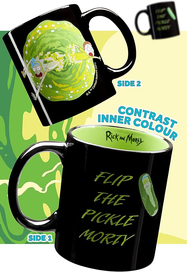 RICK AND MORTY Mug & Socks Gift Set for Men & Teens, Ceramic Tea Coffee Cup & Casual Trainer Crew Socks US Size 7-11, Gifts for Him
