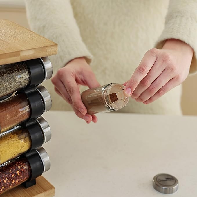 Orii 16-Jar Rotating Spice Rack with Spices Included ??Pre-Filled Spice Racks with 5-Year Refill Program - Flavorful Spices