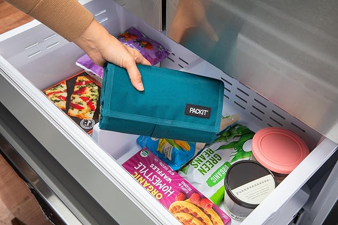 PackIt짰 Freezable Lunch Bag, Deep Teal, Built with ECOFREEZE짰 Technology, Foldable, Reusable, Zip and Velcro Closure with Buckle Handle, Designed for Work Lunches and Fresh Lunch On the Go