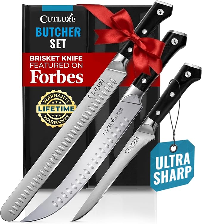 Cutluxe Butcher Knife Set ??BBQ Brisket, Breaking & Boning Knife ??Slicing Carving Knife Set for Meat Cutting, Ultra Sharp German Steel, Full Tang, Ergonomic Handles, Grilling Gifts for Men