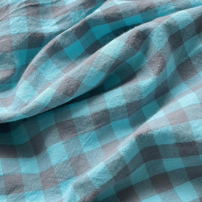 LifeTB Blue Gingham Comforter Set Full Modern Style Blue Grey Plaid Grid Comforter 3 Pieces Farmhouse Checkered Pattern Comforter with 2 Pillowcases Soft Fluffy Gingham Bedding Set Breathable