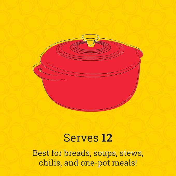 Lodge 6 Quart Enameled Cast Iron Dutch Oven with Lid ??Dual Handles ??Oven Safe up to 500째 F or on Stovetop - Use to Marinate, Cook, Bake, Refrigerate and Serve ??Island Spice Red