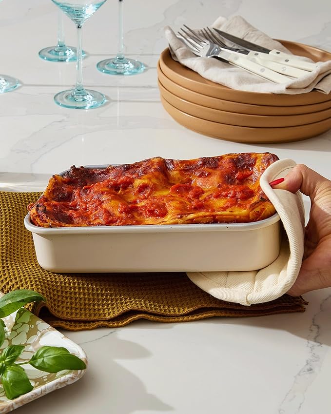 Caraway Nonstick 9??x 6.5??Small Rectangle Baking Pan Duo ??Non-Toxic, PTFE & PFOA Free ??Aluminized Steel Core ??Deep Ceramic Baking Pan for Casseroles, Lasagna & More - Gray