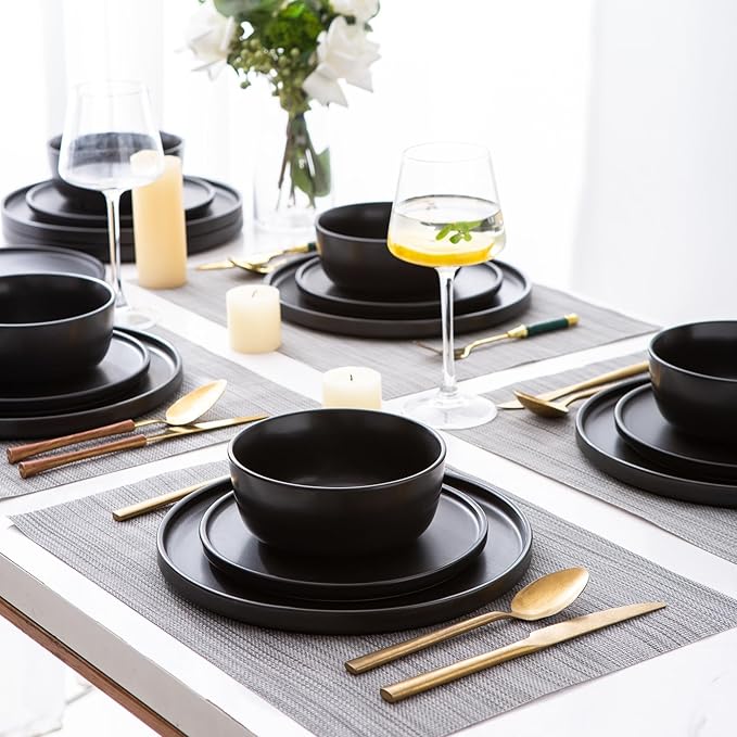 AmorArc Stoneware Dinnerware Sets for 6,Reactive Ceramic Plates and Bowls Set,Highly Chip and Crack Resistant | Dishwasher & Microwave Safe | Round Dishes Set Service for 6 (18pc)