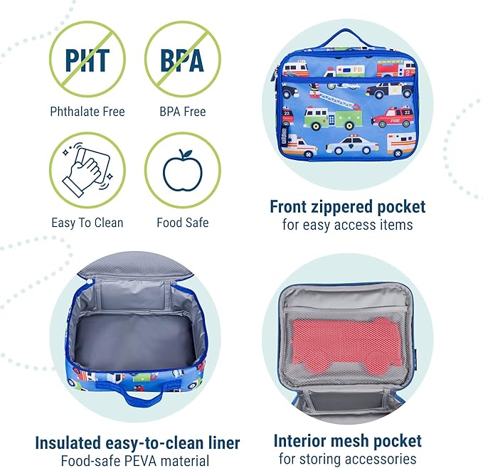 Wildkin Kids Insulated Lunch Box ??Durable and Reusable for School & Travel - Heroes