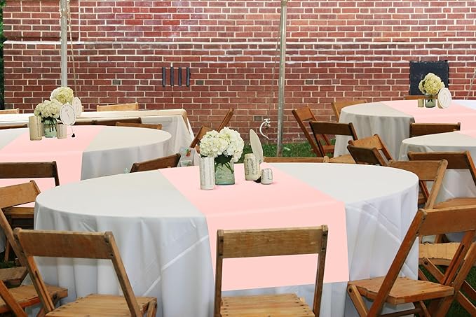 12 Pack Pink Table Runner 12 x 108 Inch Long Rustic Farmhouse Wedding Fall Table Runner,Washable and Reusable Polyester Table Runners for Wedding Birthday Party Banquet Table Decorations