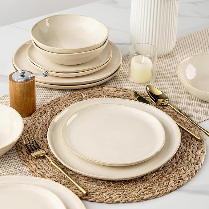 AmorArc Ceramic Plates Set of 6,8.5 Inch Handmade Reactive Glaze Stoneware Plates set for Dessert,Salad,Appetizer,Small Dinner Plates,Microwave & Dishwasher Safe,Scratch Resistant