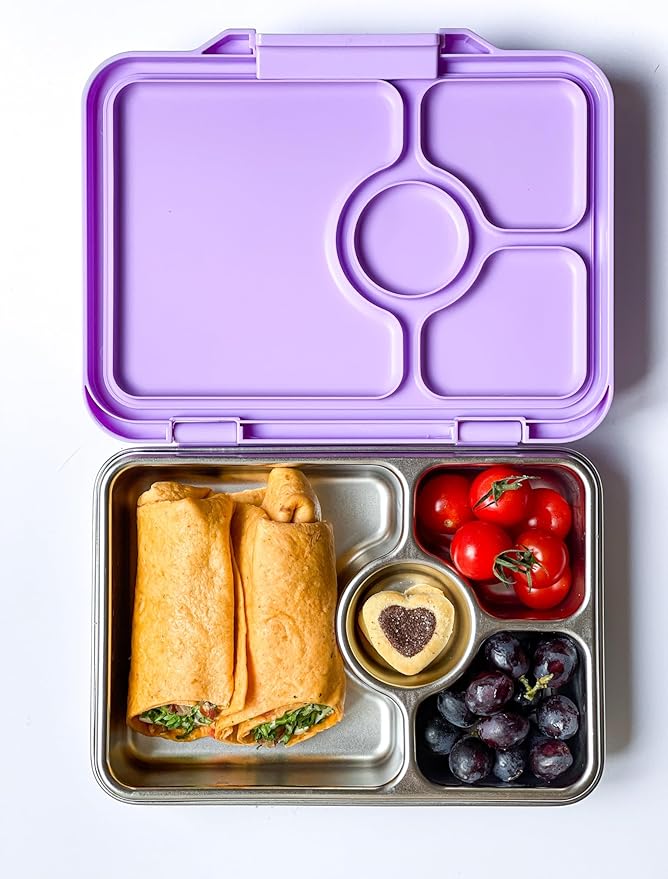Yumbox Pr챗t Leakproof Stainless Steel Bento Lunch Box, 3.4 Cup Healthy Portion Size for Balanced Eating ??Durable Lunch Container for Sandwiches & Snacks (Lavande Purple)