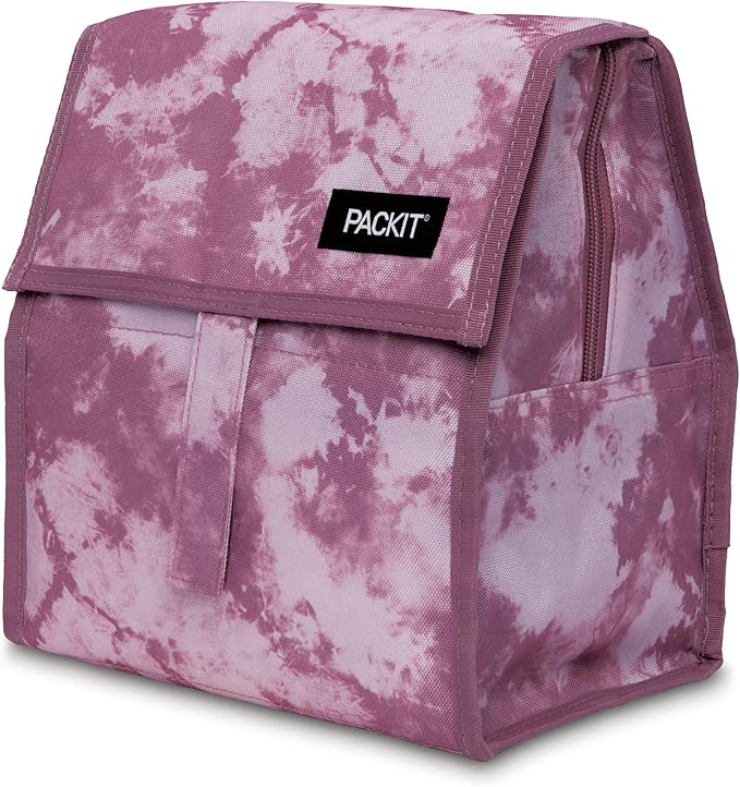 PackIt짰 Freezable Lunch Bag, Mulberry Tie Dye, Built with EcoFreeze짰 Technology, Foldable, Reusable, Zip and Velcro Closure with Buckle Handle, Designed for Work Lunch and Fresh Lunch On the Go