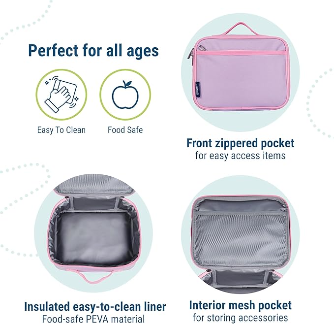 Wildkin Kids Insulated Lunch Box ??Durable and Reusable for School & Travel - Lilac