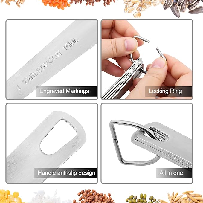Smithcraft Measuring Cups set, 18/8 (304) Stainless Steel Measuring Cups for Kitchen & Baking, Heavy Duty Solid Measurement Cups, Us & Metric Measure Tools with 1/16, 1/8, 2/3 &3/4 Cups