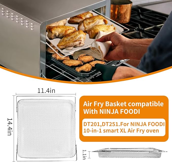 Air Fryer Oven Basket Replacement Baking Trays for Ninja Foodi DT251 DT201 Series Air Fryer Oven, Mesh Basket竊똀ir Fryer Accessories for Ninja Foodi 10-in-1 Smart XL Air Fry Oven