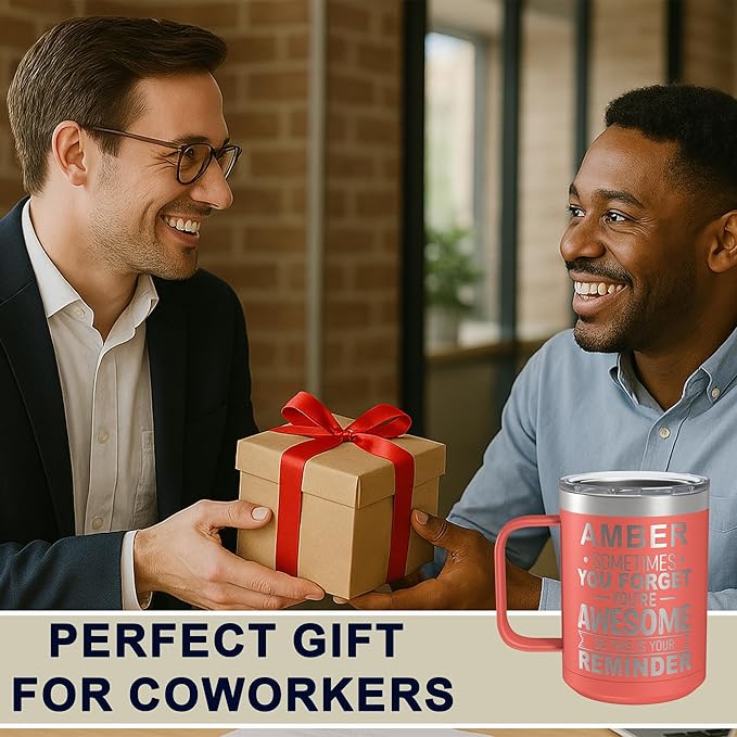 Personalized Inspirational Travel Coffee Mug, Inspirational Gifts for Men Dad Wife Sister Women, Custom Birthday For Him Her, Customized You?셱e Awesome Tumbler, Teacher Coworker Gifts 15oz Coral