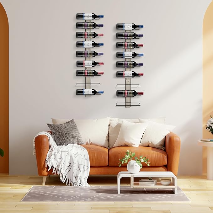 Sorbus Wall Mounted Wine Rack for 9 Wine Bottles - Wood Wine Rack Wall Mounted for Wine Bottles, Liquor, Champagne - Decorative Wood Wine Racks for Home Bar, Kitchen, Dining Room Wall Wine Bottle