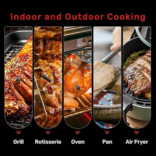 Pro WiFi Wireless Meat Thermometer Digital, Bluetooth Meat Thermometer Wireless, Smart App Monitoring, IP67 Waterproof Meat Probe Thermometer for BBQ, Oven, Grill, Smoker