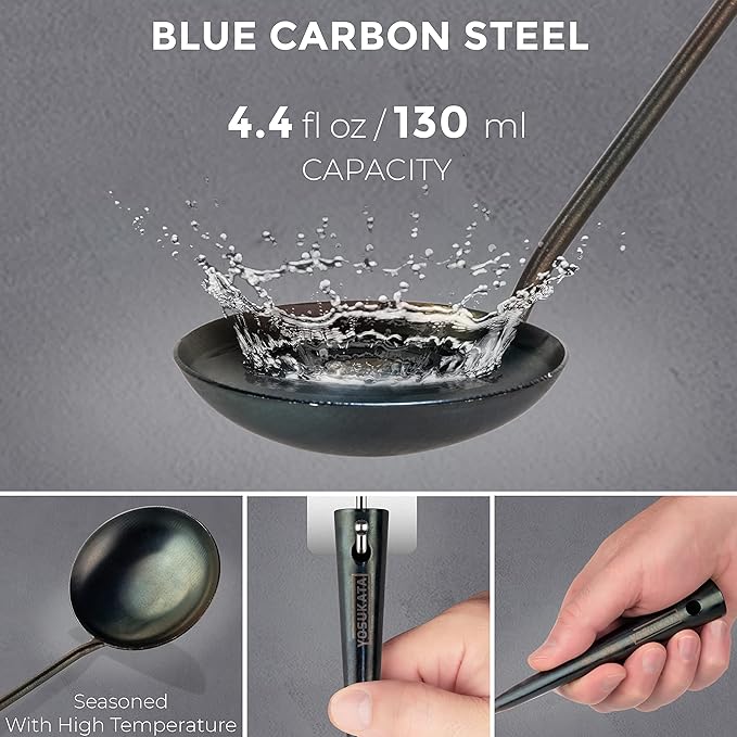 YOSUKATA Carbon Steel Wok Pan ??11,8 ??Woks and Stir Fry Pans + Wok Lid 11.4 In - Premium Stainless Wok Cover + Pre-Seasoned Blue Carbon Steel 17-inch Wok Spatula, Wok Ladle, 3 pairs of Chopsticks