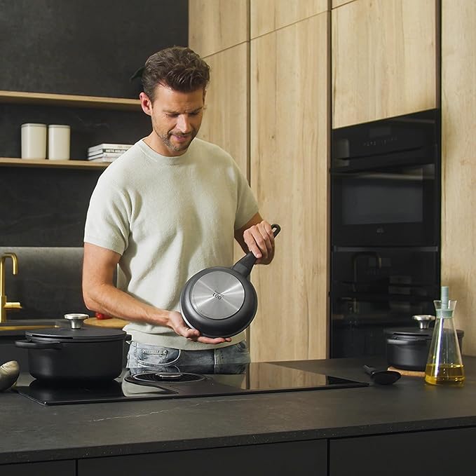 BergHOFF Phantom 3Pc Nonstick Ceramic Frying Pan Set Detachable Handle Recycled Cast Aluminum CeraGreen Non-toxic Coating Induction Pan Oven-to-table Cookware Full Disk