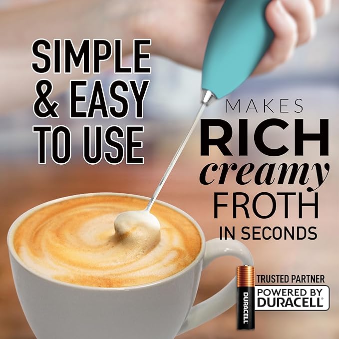 Zulay Kitchen Milk Frother Handheld Electric Whisk with AA Duracell Batteries ??Durable Drink Mixer for Coffee, Lattes, Cappuccinos & More - Aurora