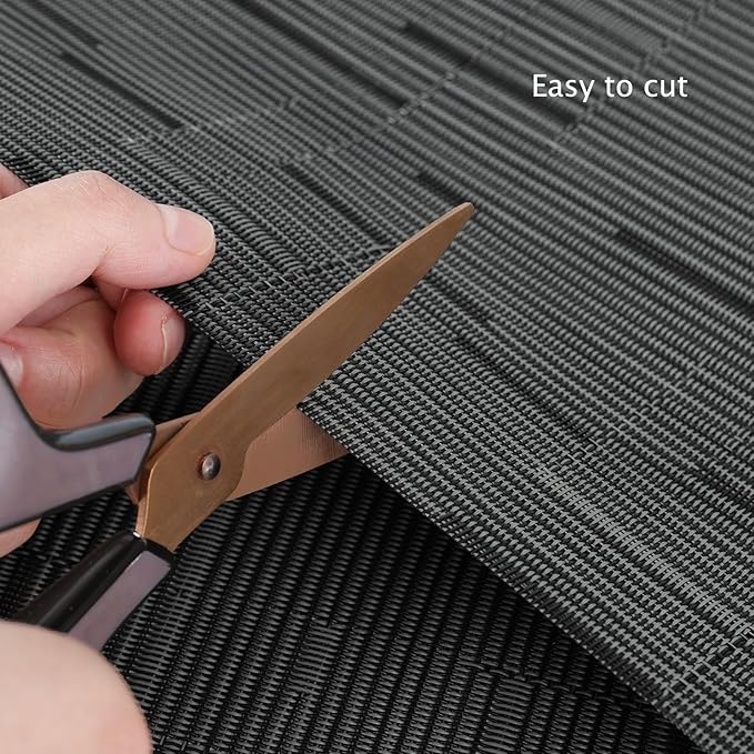 Myir JUN Table Runner, Vinyl Table Runner Indoor Arbitrarily Cropped Runner for Table Heatproof for Home Party (Black-Gray, 12 x 94 inch)