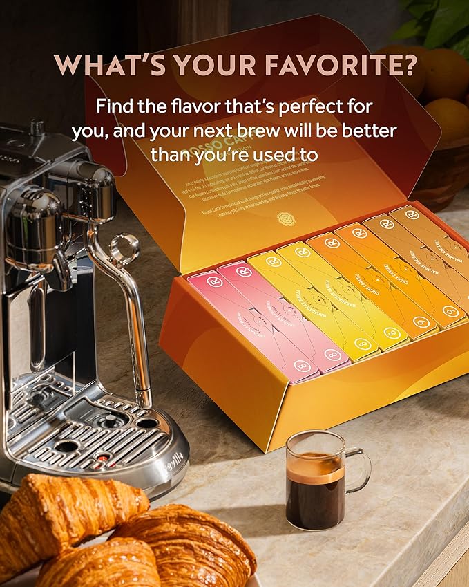 ROSSO CAFF횊 Espresso Coffee Pods for Nespresso Original Machines - 80 Capsules Flavored Pack, 4 Rich and Balanced Flavors (Chocolate, Vanilla, Cr챔me Caramel, Hazelnut) - Made in Italy