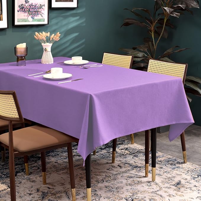 BALCONY & FALCON Table Cloth for 6 Foot Rectangle Tables ??Waterproof, Wrinkle-Free Farmhouse Tablecloth for Dining, Kitchen, Wedding, Baby Shower & Spring Holiday Gatherings (Lavender, 55" x 95")