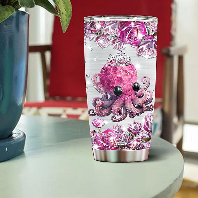 WONWIX Personalized Octopus Gifts for Women, Insulated Stainless Steel 20oz Coffee Cup Mug Tumbler Water Bottle, Great Gift Idea for Girls Wife Daughter, Christmas Birthday Mother's Day Valentine