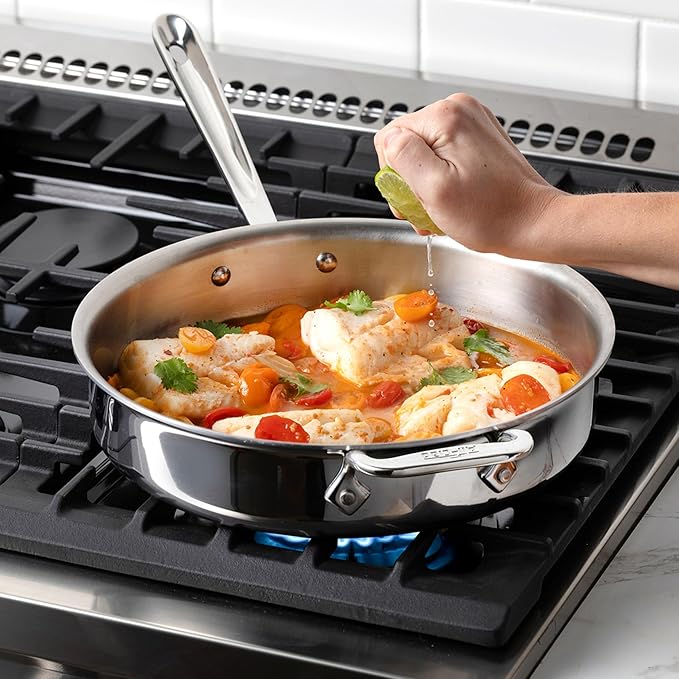 All-Clad D3 3-Ply Stainless Steel Cookware Set ??7-Piece Pots and Pans Set, Induction, Oven Broiler Safe 600F - Includes Frying Pans, Saucepans, Saut챕 Pan, Stockpot, Professional Cookware ??Silver
