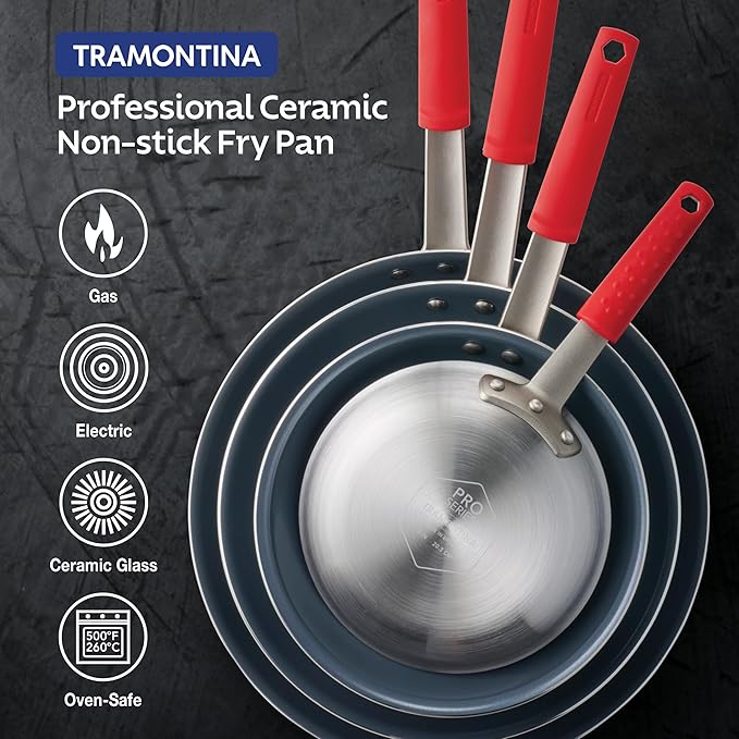 Tramontina Professional 14-Inch Ceramic Non Stick Extra Large Frying Pan, Heavy-Gauge Aluminum Skillet with Ceramic Nonstick Coating, Dishwasher and Oven Safe, Gray