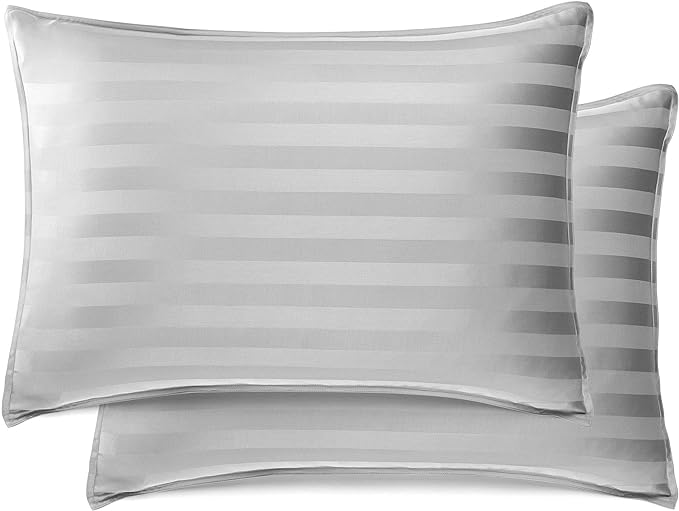 Pure Bamboo Queen Sheets, Genuine 100% Organic Viscose Derived from Bamboo Bed Sheet Set, Luxuriously Soft & Cooling, Double Stitching, 2 Year Quality Promise (Queen, Jacquard Silver)