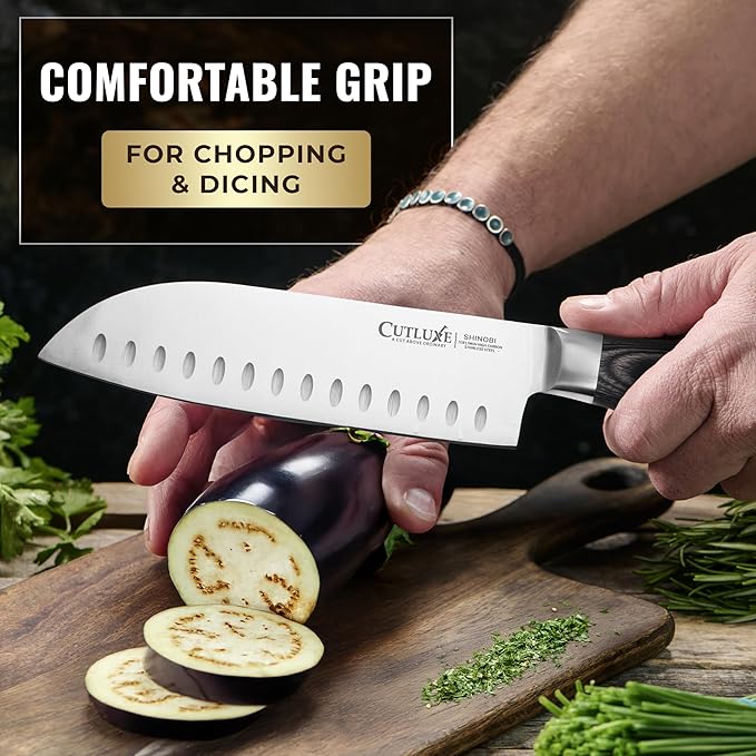 Cutluxe 3-Piece Chef Knife Set ??Ultra Sharp Japanese Kitchen Knives, High Carbon Stainless Steel Blades, Full Tang Pakkawood Handles ??Shinobi Series