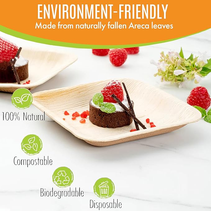 Raj Unique Collection Palm Leaf Bulk Plates like Bamboo plates Disposable, Decorative Tableware wedding, Lunch, Dinner, Birthday, Camping, BBQ, Picnic (6/inch (Case I 1000 Pack)) Natural