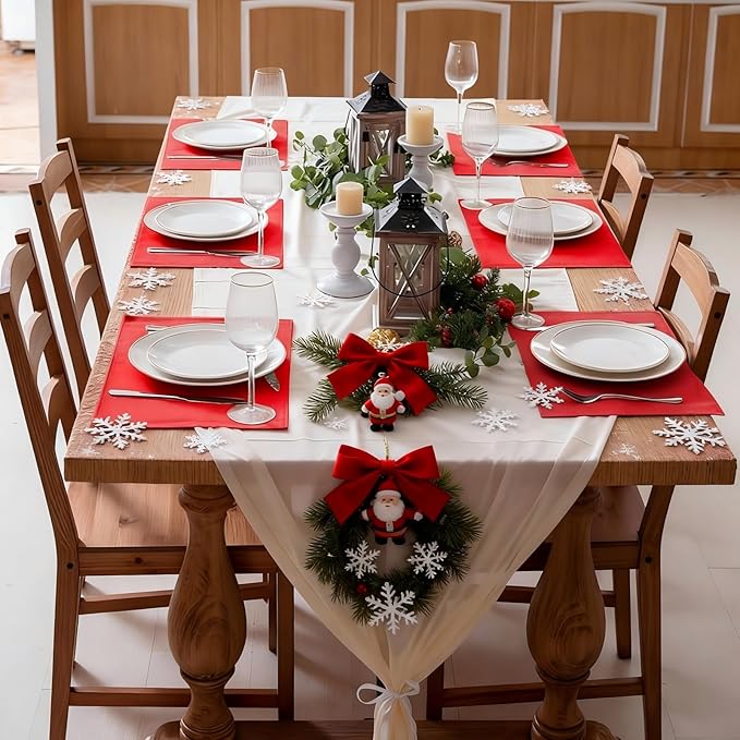 Rinpon Cloth Red Placemats Set of 8, Linen Type Fabric Placemats Machine Washable Heat Resistant Placemats Polyester Place Mats for Halloween, Thanksgiving, Christmas and Valentine Dining Table (Red)