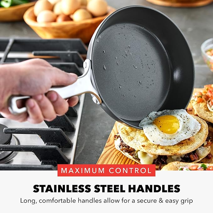 GreenPan x Bobby Flay 10??& 12??Hard Anodized Ceramic Nonstick Frying Pan Set, PFAS-Free, Induction Compatible Skillets, Oven & Broiler Safe to 600?F, Dishwasher Safe, Black