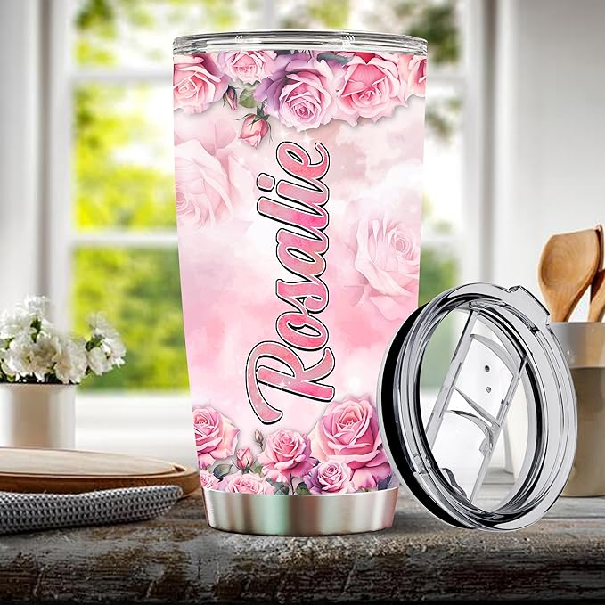 WONWIX Personalized Tennis Gifts for Women, Coffee Cup Mug Tumbler, 20oz Stainless Steel Insulated Water Bottle Travel Gift for Girls, Wife, Daughter, Christmas, Birthday, Mother's Day, Valentine