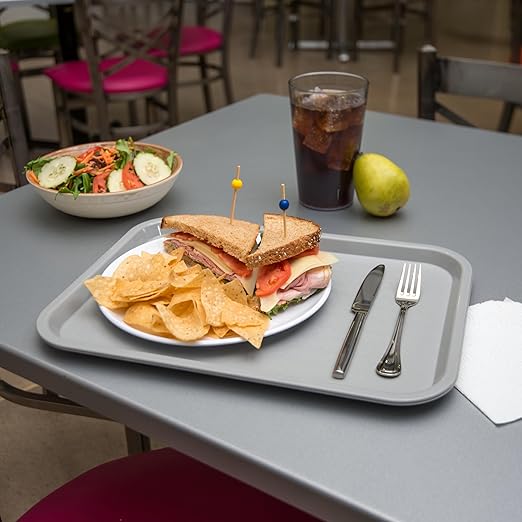 Carlisle FoodService Products CT121623 Caf챕 Standard Cafeteria / Fast Food Tray, 12" x 16", Gray