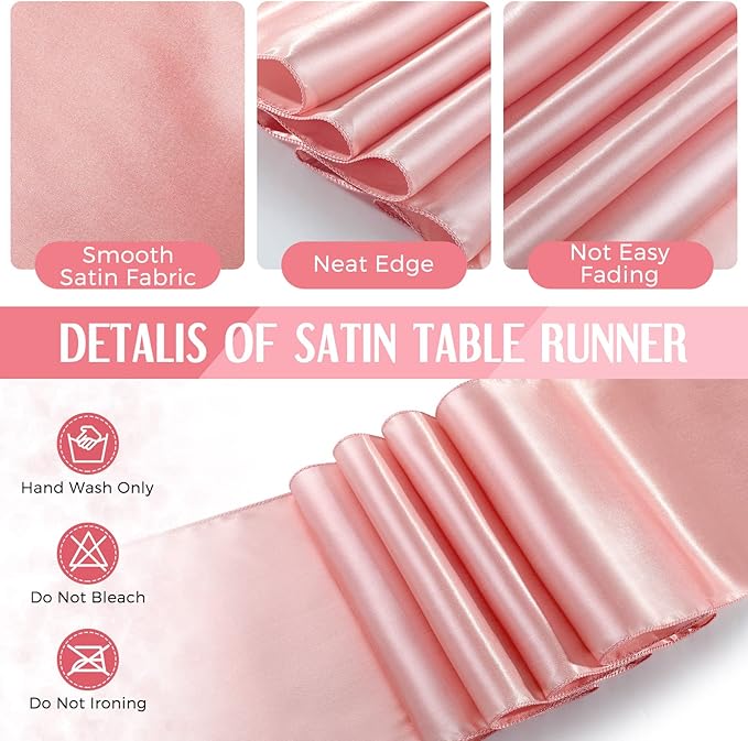 Tudomro 16 Pcs White and Rose Gold Disposable Plastic Tablecloths and Satin Table Runner Set 54x108 Inch Tablecloth 12x108 Inch Table Runners for New Year Wedding Birthday Baby Shower Graduation