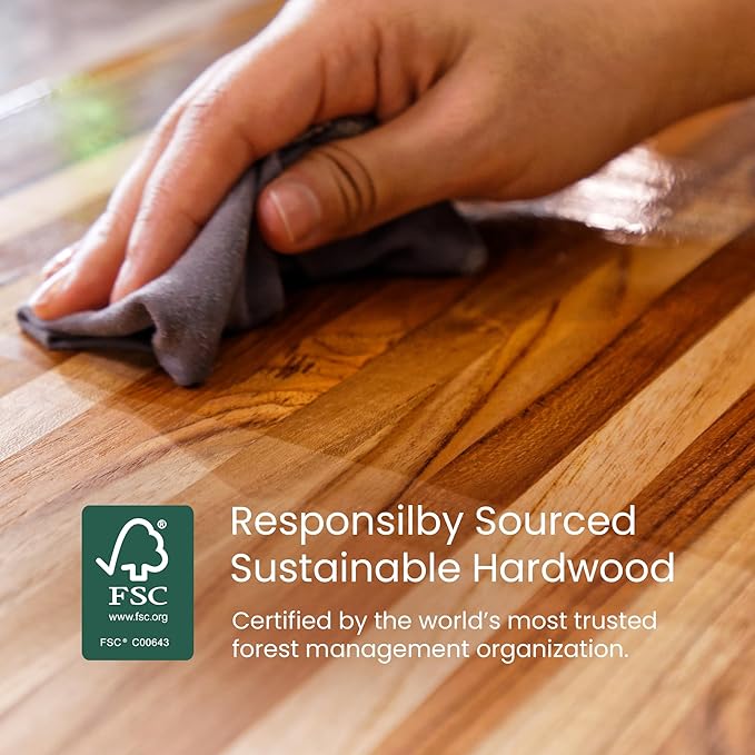 Teakhaus Carving Board and Cutting Board Oil Set - Includes Large (L) Wood Cutting Board with Juice Groove and EON Food Grade Mineral Oil - Knife-Friendly - FSC Certified