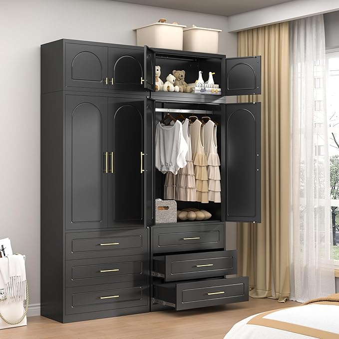 90??Tall Kitchen Pantry Cabinet,Storage Cabinet with Doors and Adjustable Shelves,Modern Kitchen Hutch Cabinets,Freestanding Cupboard for Livingroom Diningroom