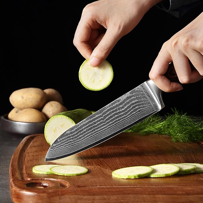 Wakoli EDIB 2-Piece Damascus Kitchen Knife Set ??Santoku & Small Santoku with VG10 Core made of 67-Layer Damascus Steel Blades ??Professional Chef Knives with Ergonomic Pakkawood Handles in Gift Box