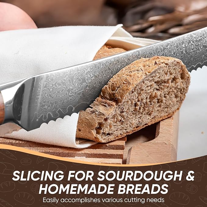 Purple Dragon Bread Knife for Homemade - 8 Inch Serrated Knife for Slicing Sourdough Bread, Cake & Fruits - Christmas Gift for Men and Women