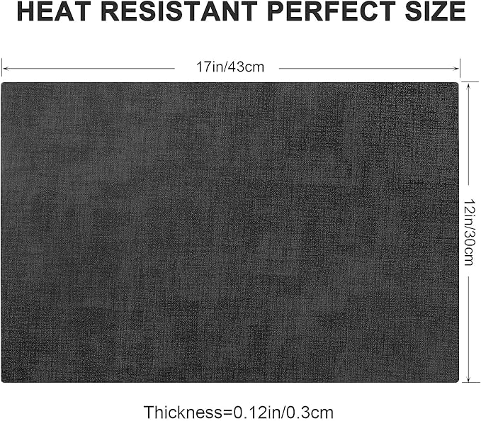 LANDVIEW Leather Heat Resistant Placemats Set of 6 Waterproof Wipeable Washable PU Table Mats,Easy to Clean Anti-Slip Place Mats (Dark Grey, 6)