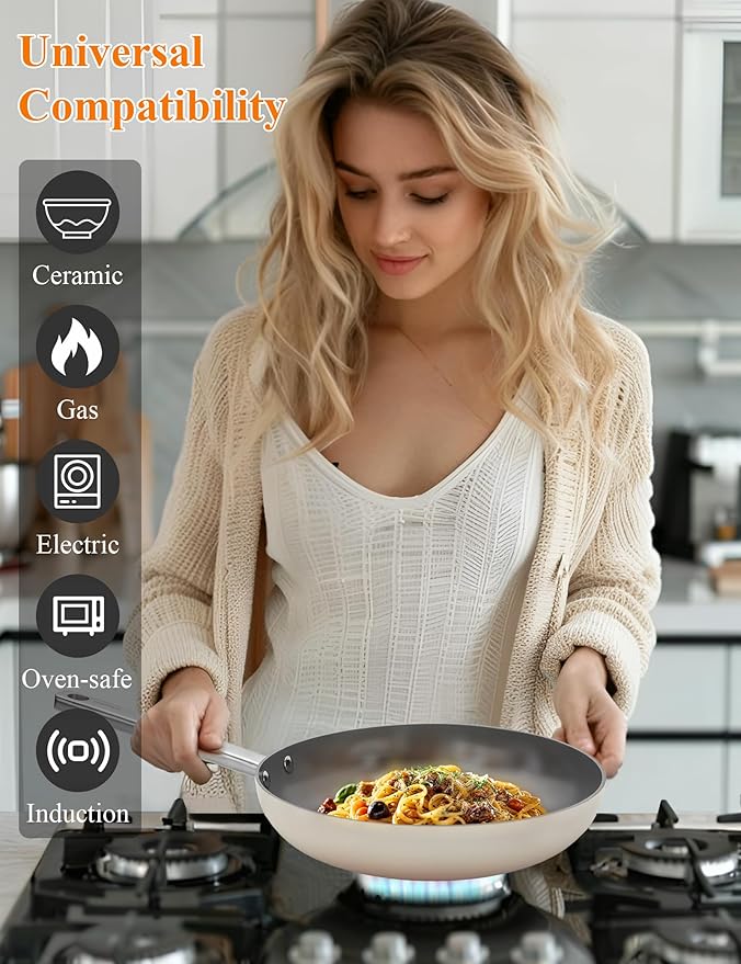 ChefRobot Nonstick Ceramic Cookware Set Healthy Pots And Pans Set Induction Kitchen Cookware sets Non Toxic Pots And Pan Set,PFOA 竊?PTFE Free (8 inch Pan)