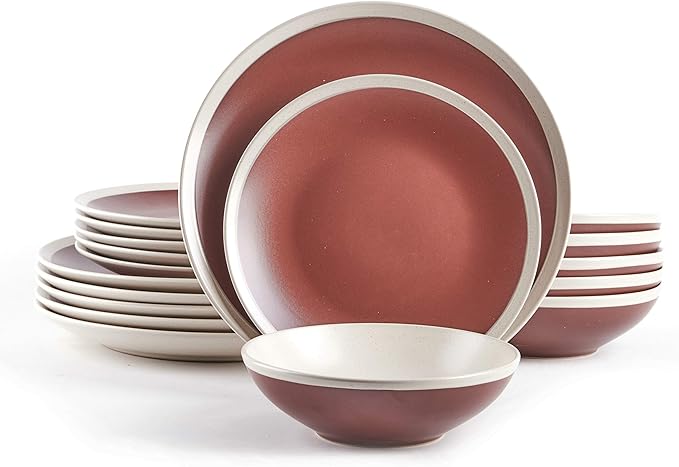 Rock Ridge Speckled Stoneware Dinnerware Set (18pc Set, Brown and Ivory)