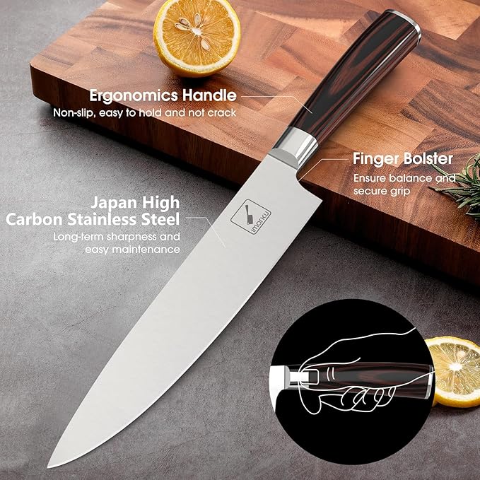 imarku Knife Set, 20-Pieces Premium Kitchen Knife, Japanese High Carbon Steel Knife Set with Block and 2 Pull-away Steak Knife Block Set, Best Gifts