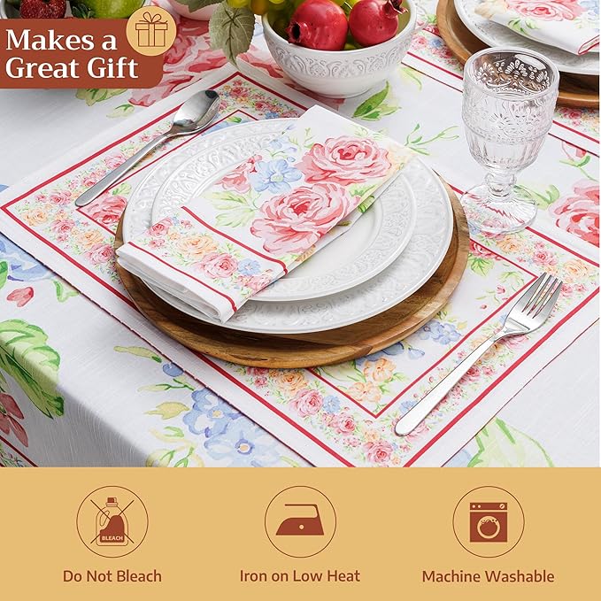 Maison d' Hermine Placemats Set of 2 100% Cotton Washable Cloth Place Mats, Reusable Table Mats for Kitchen Dining Decoration, Party, Wedding, Restaurant Spring/Summer (Vintage Floral, 13" x 19")