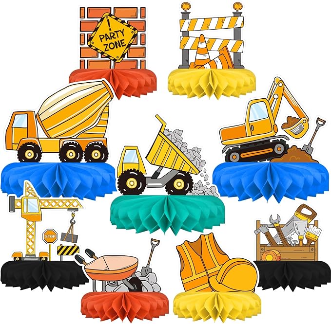 Construction Birthday Party Supplies - Construction Themed Honeycomb Centerpiece 竊똖able Decorations Construction Themed Birthday Party Decorations